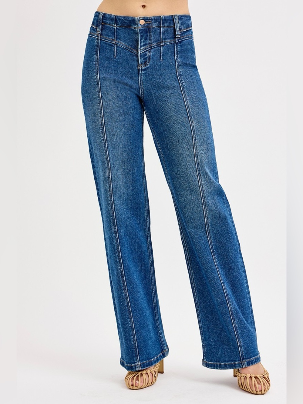 RISEN Seam Detail Wide Leg Jeans